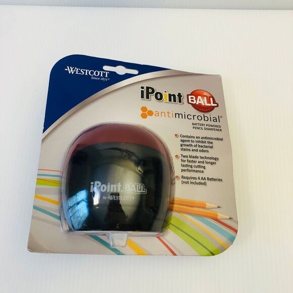 Westcott iPoint Ball Battery Pencil Sharpener, Red/Black - Picture 1 of 2